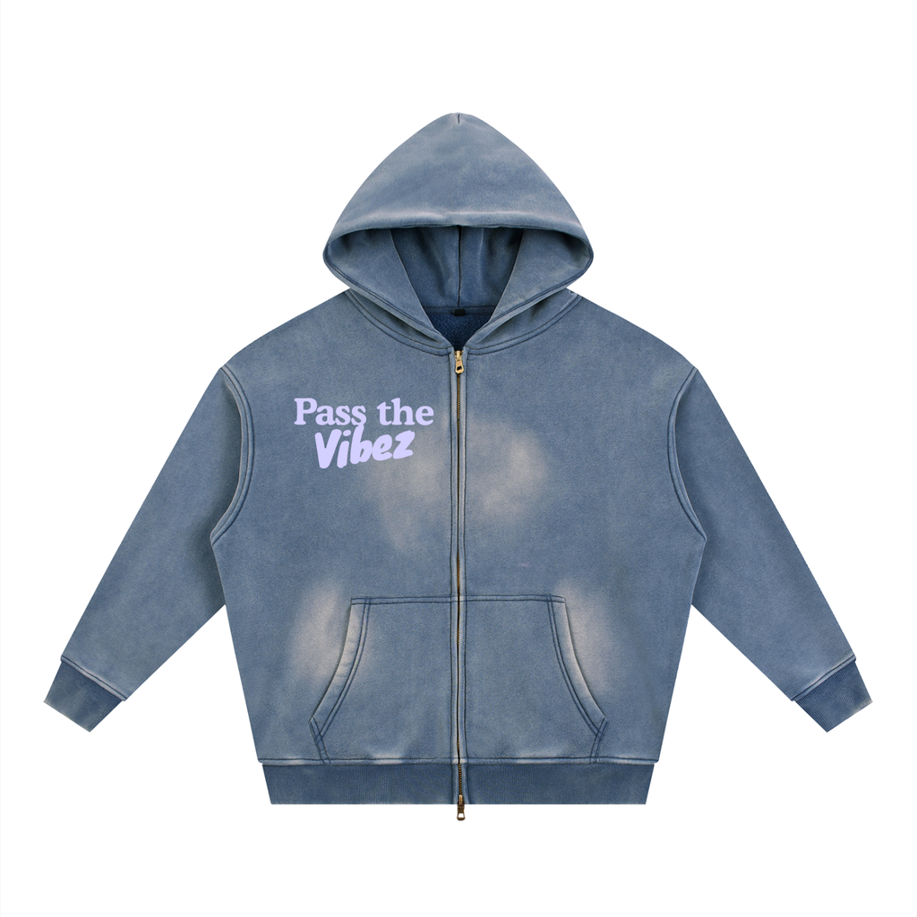 Sunfade Two-way Zipper Boxy Fleece Hoodie