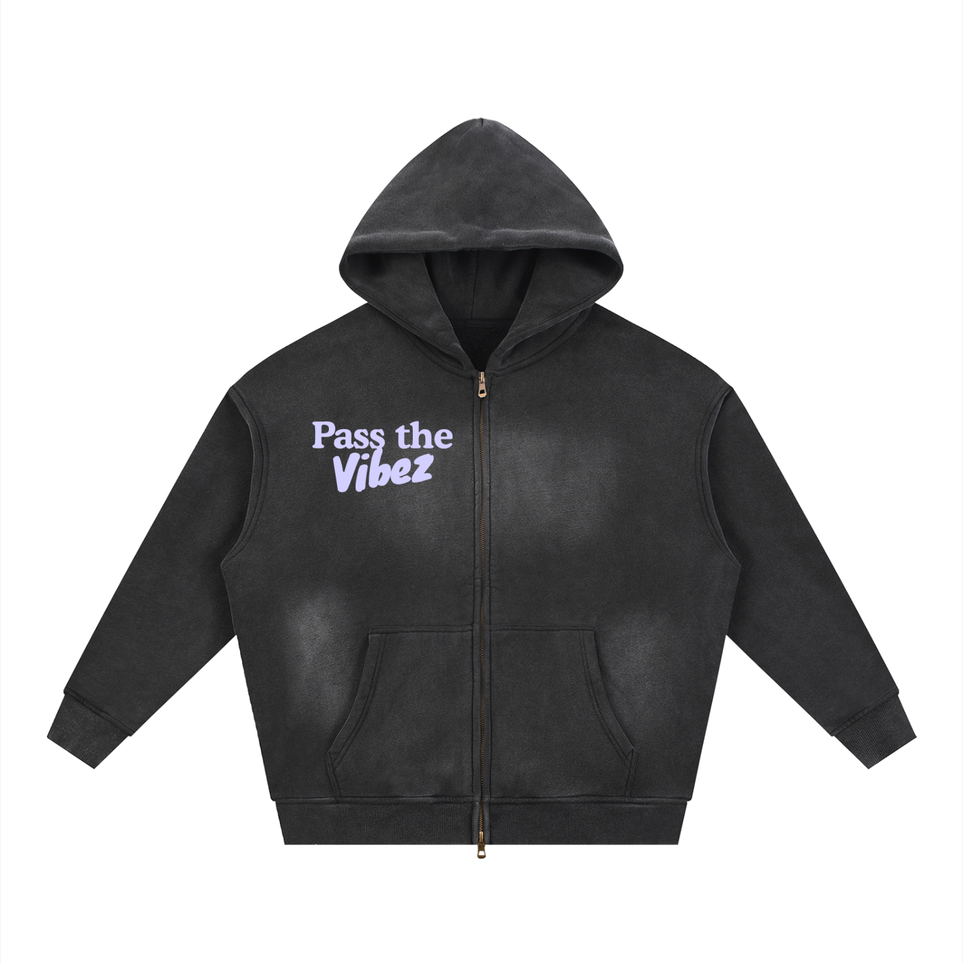 Sunfade Two-way Zipper Boxy Fleece Hoodie