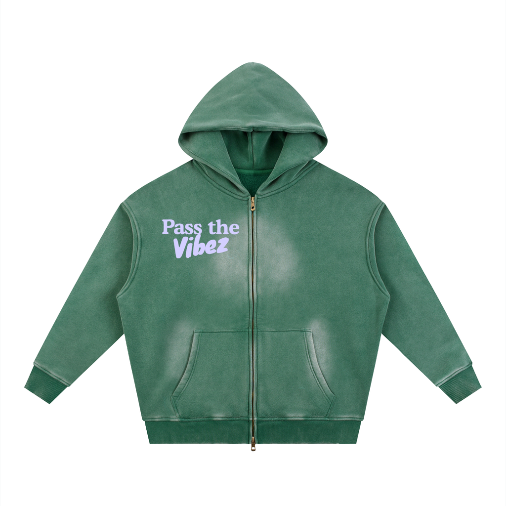 Sunfade Two-way Zipper Boxy Fleece Hoodie